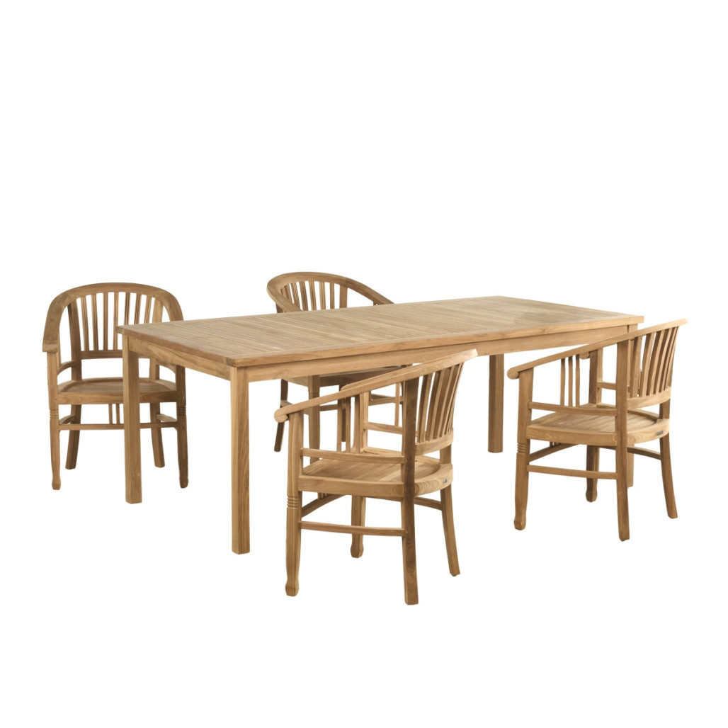 Ensemble table de jardin en teck Frida 200 et 4 fauteuils Romane - Wanda Collection Ensemble table de jardin en teck Frida 200 et 4 fauteuils Romane - Wanda Collection