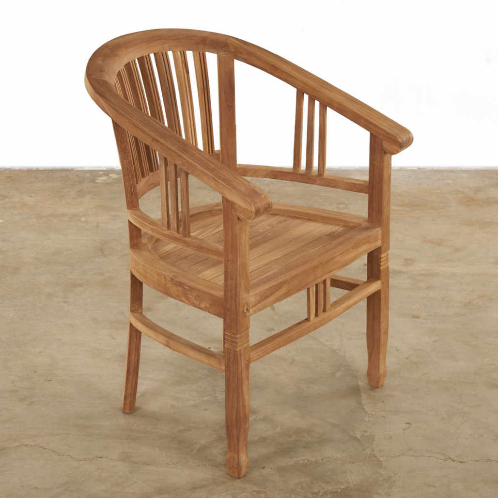 Ensemble table de jardin en teck Frida 150 et 4 fauteuils Romane - Wanda Collection