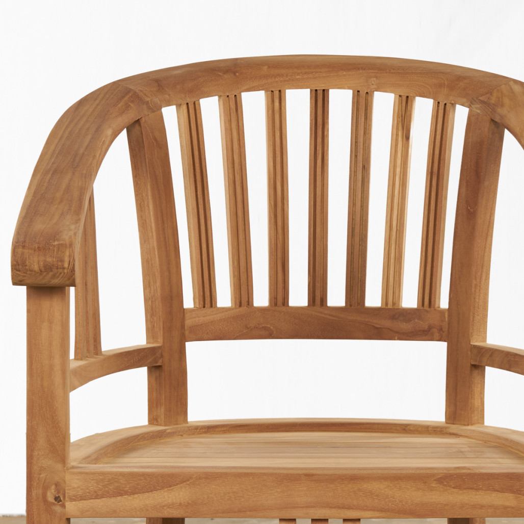 Ensemble table de jardin en teck Frida 150 et 4 fauteuils Romane - Wanda Collection