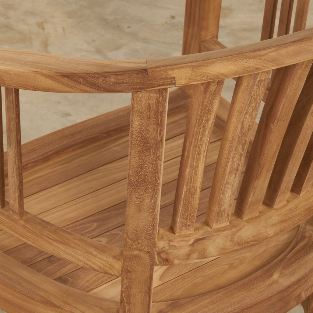 Ensemble table de jardin en teck Frida 150 et 4 fauteuils Romane - Wanda Collection