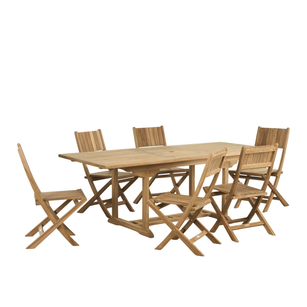 Ensemble table de jardin en teck Nina 160/210 et 6 chaises Tosca - Wanda Collection Ensemble table de jardin en teck Nina 160/210 et 6 chaises Tosca - Wanda Collection