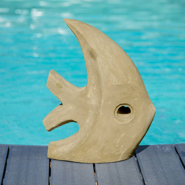 Sculpture moderne jardin poisson petit modèle gris 50 cm