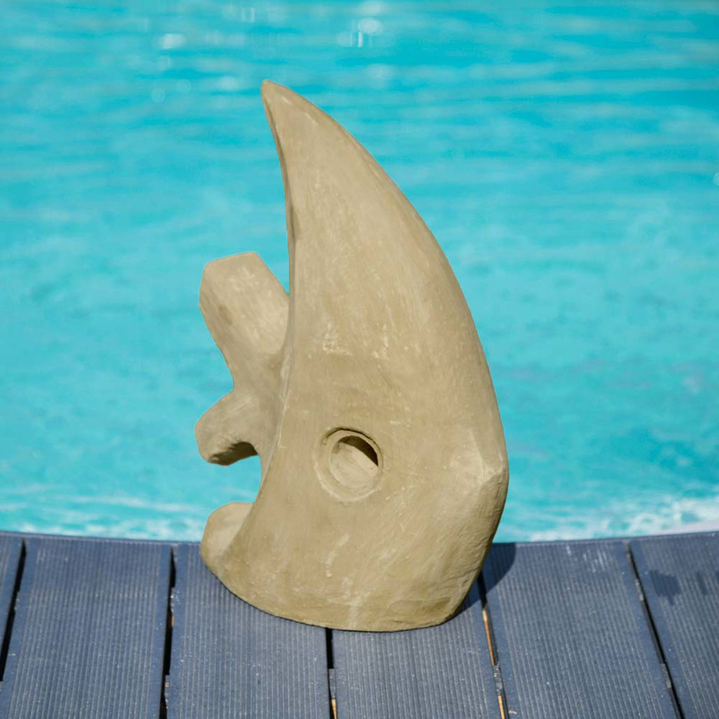 Sculpture moderne jardin poisson petit modèle gris 50 cm