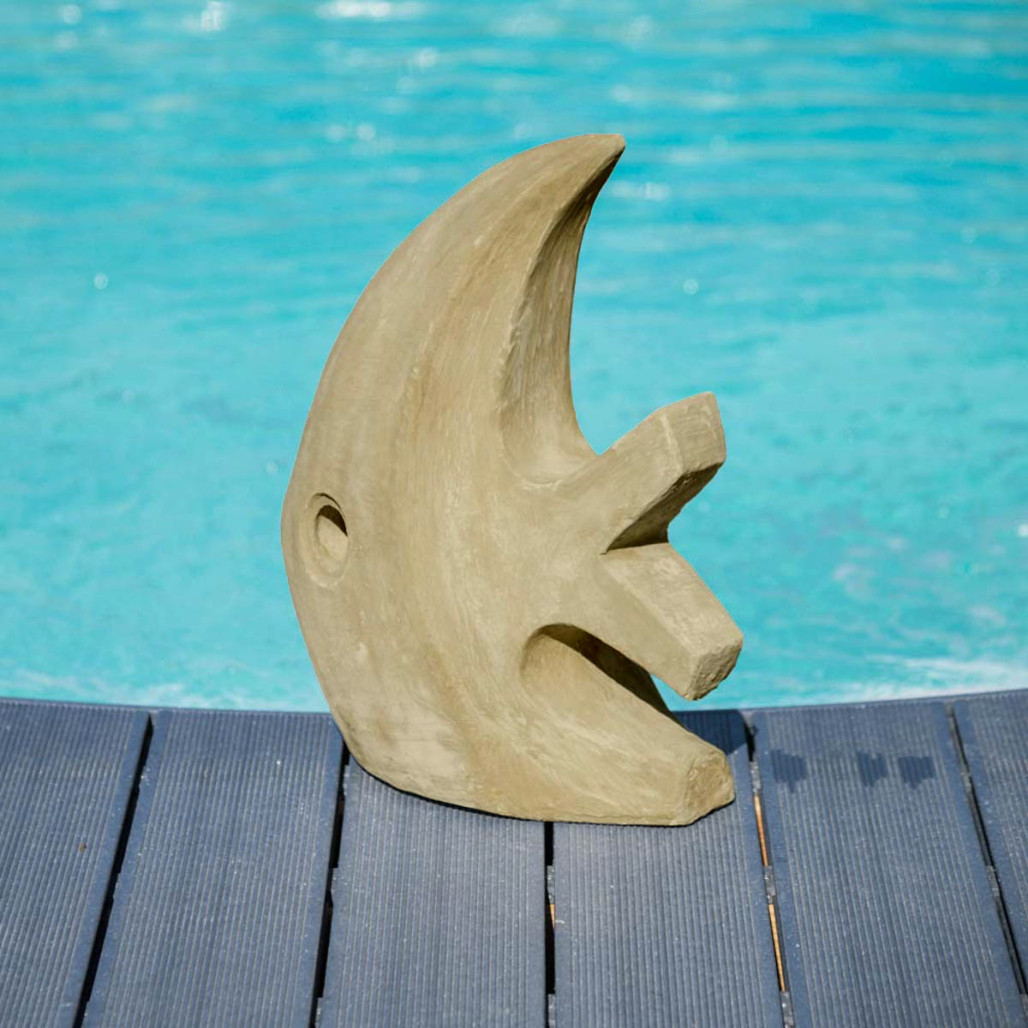 Sculpture moderne jardin poisson petit modèle gris 50 cm