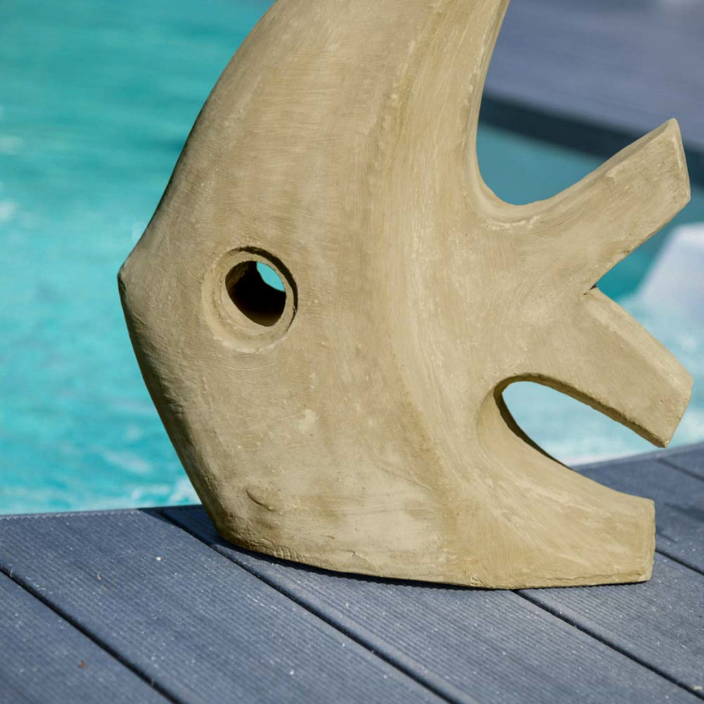 Sculpture moderne jardin poisson petit modèle gris 50 cm