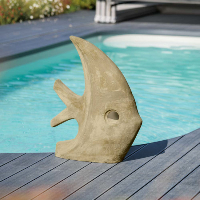 Sculpture contemporaine poisson 78 cm gris