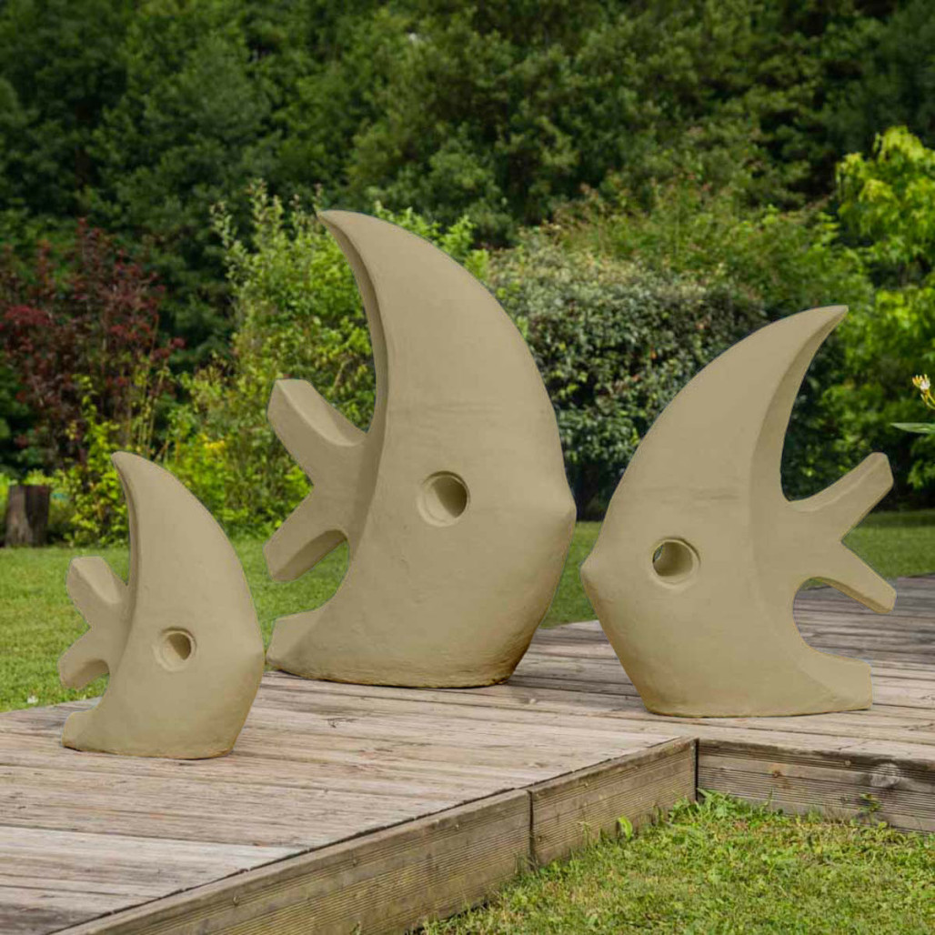 Sculpture contemporaine poisson 78 cm gris