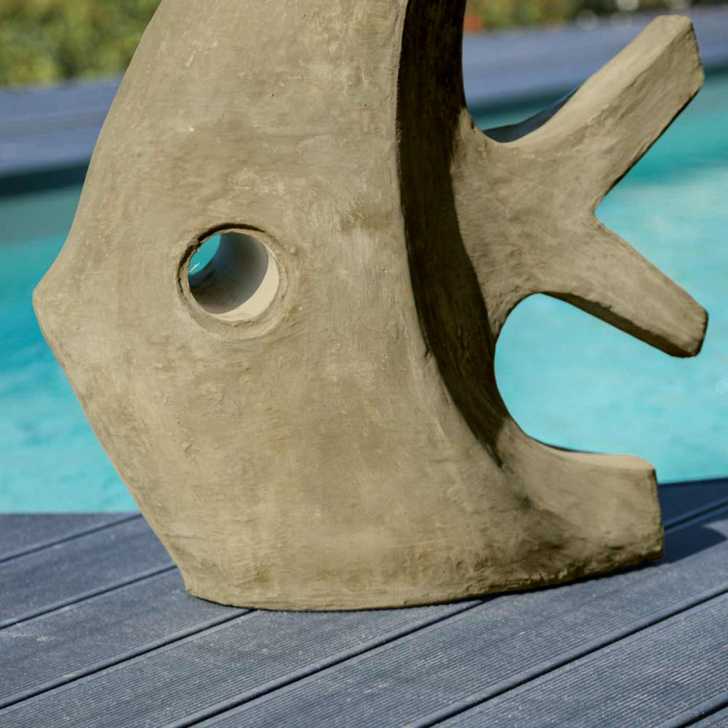 Sculpture contemporaine poisson 78 cm gris