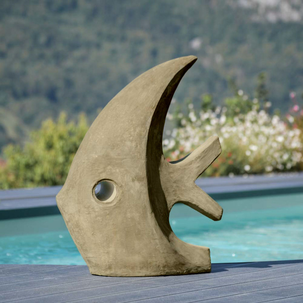 Sculpture contemporaine poisson 78 cm gris