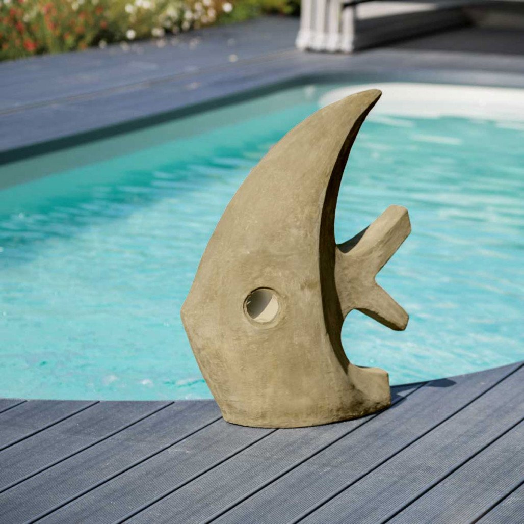 Sculpture contemporaine poisson 78 cm gris