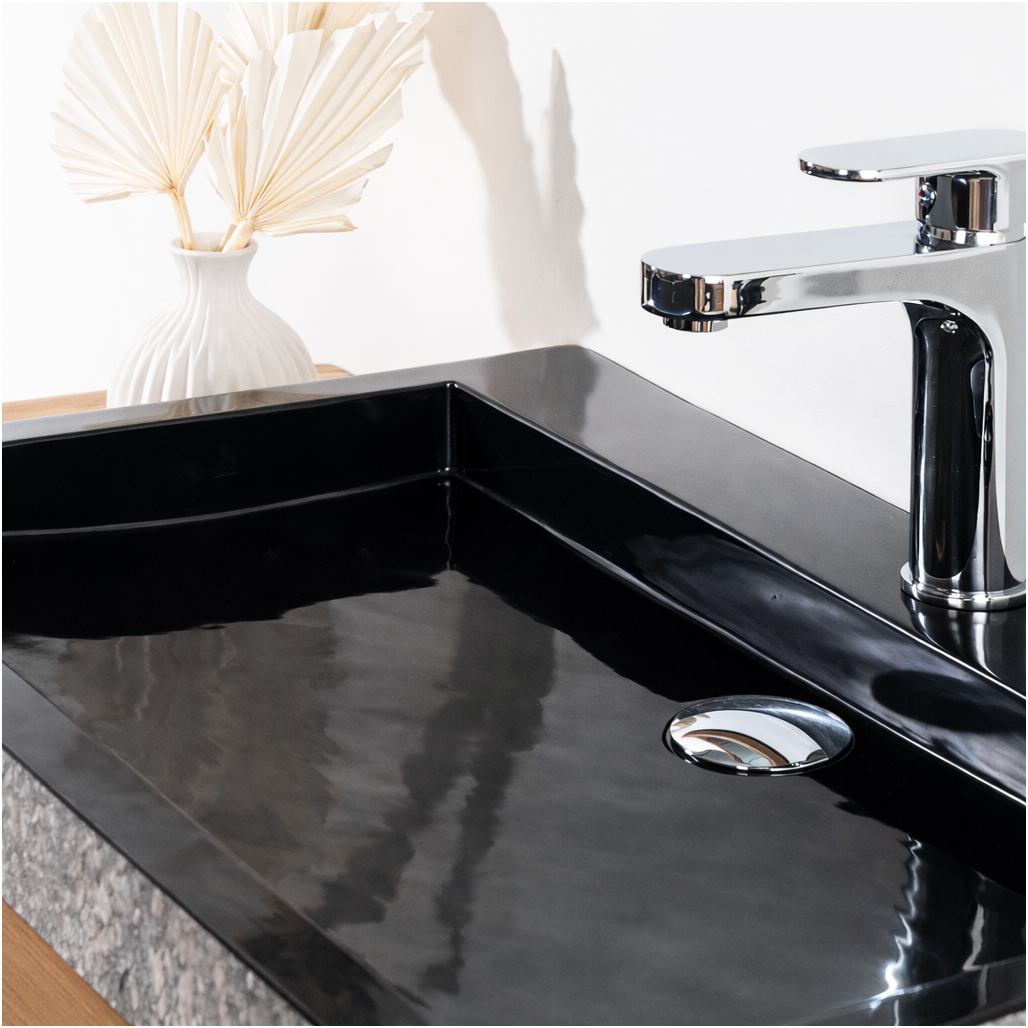 Grande vasque 70cm à poser rectangle en pierre marbre Cosy noir