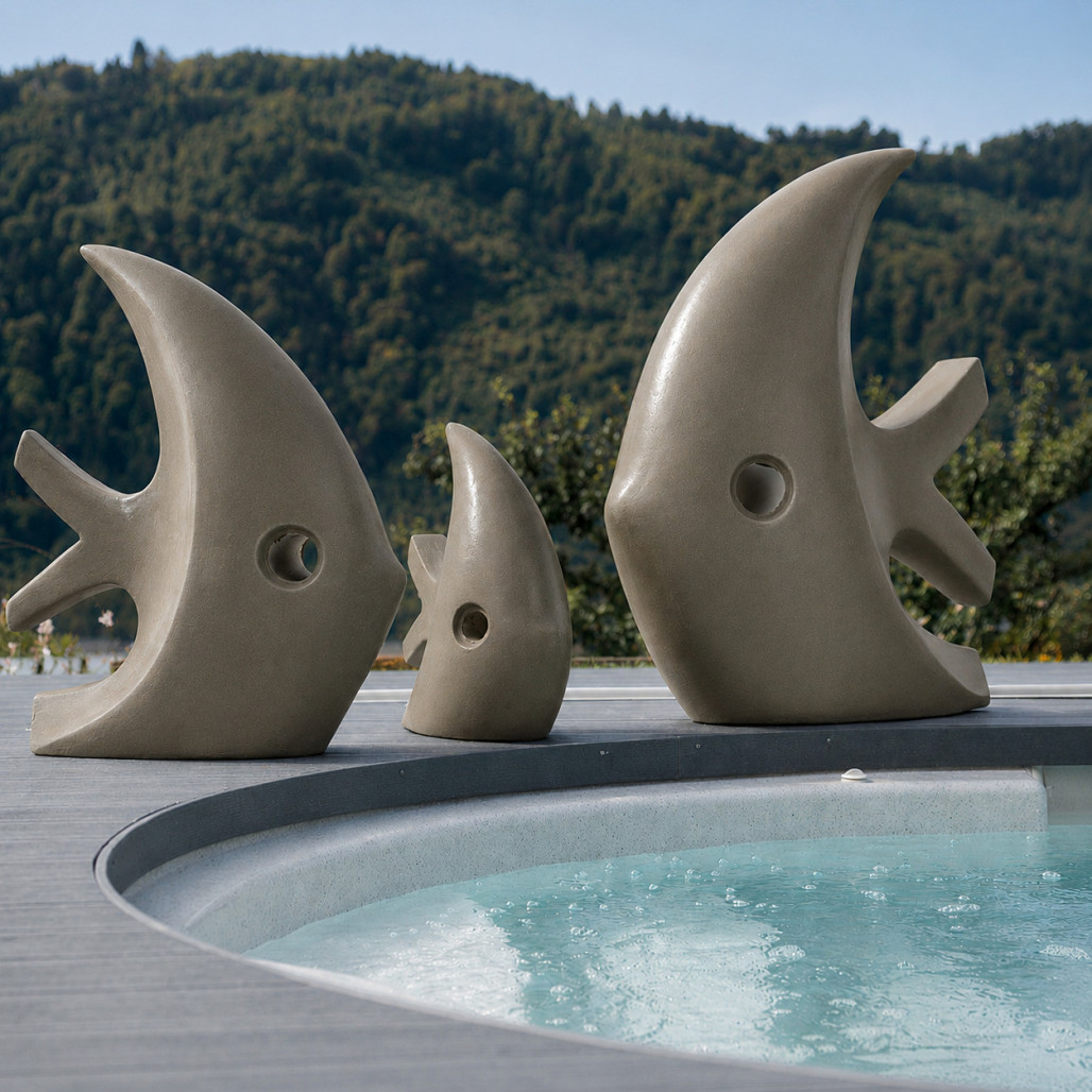 Grande sculpture design poisson 100 cm gris Grande sculpture design poisson 100 cm gris