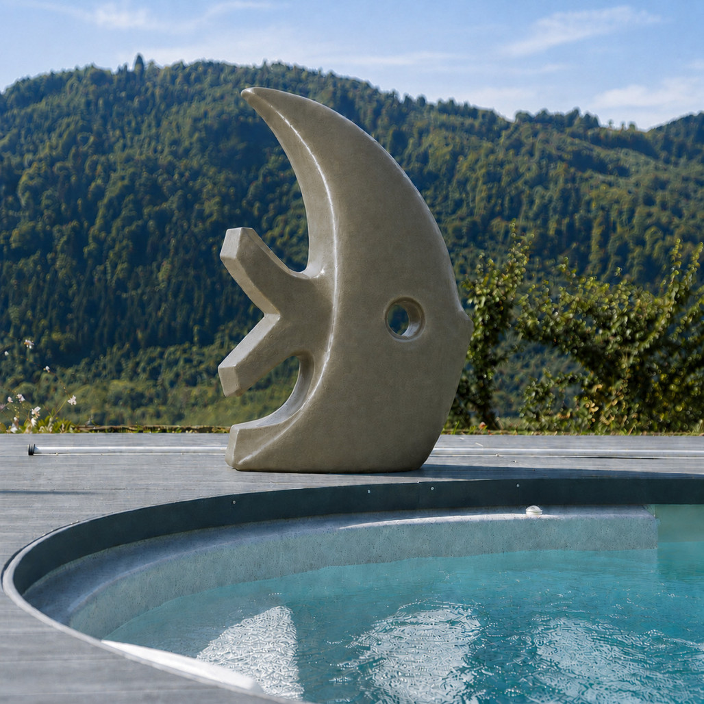 Grande sculpture design poisson 100 cm gris Grande sculpture design poisson 100 cm gris