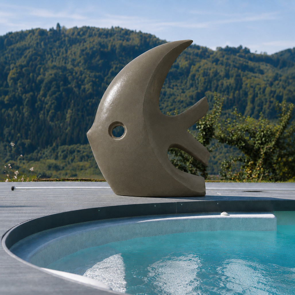 Grande sculpture design poisson 100 cm gris Grande sculpture design poisson 100 cm gris