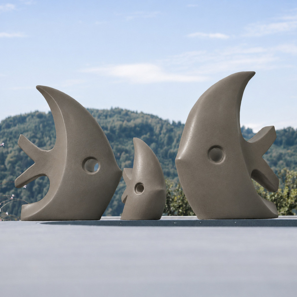 Sculpture contemporaine poisson 78 cm gris Sculpture contemporaine poisson 78 cm gris