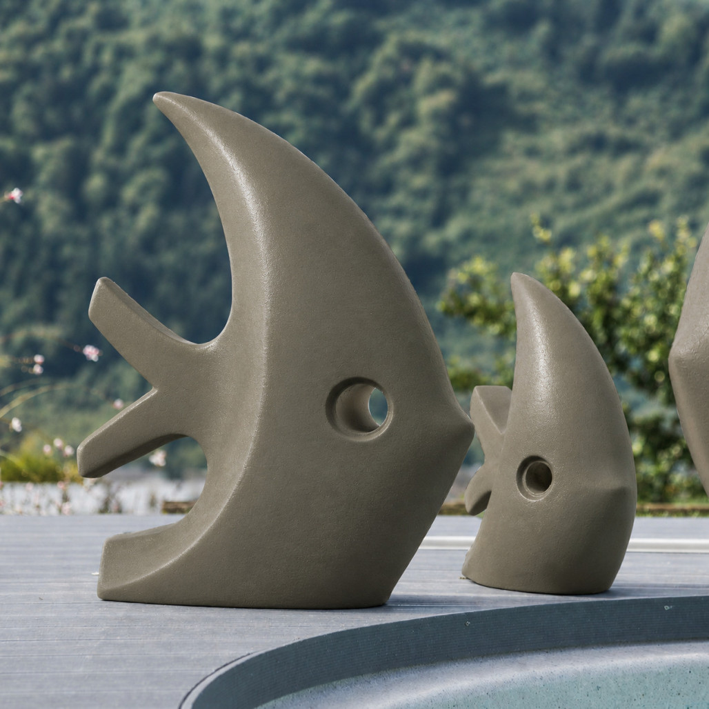 Sculpture contemporaine poisson 78 cm gris Sculpture contemporaine poisson 78 cm gris