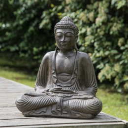 Brown seated buddha statue offering pose 42 cm