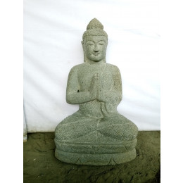 Buda sentado de piedra volcánica posición rezo 80 cm