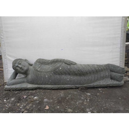 Buda tumbado de piedra volcánica para jardín zen 2 m