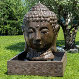 Buddha brown head garden water feature 130 cm
