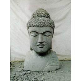 Busto de buda de piedra para jardín zen 70 cm