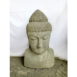 Busto de buda de piedra volcánica decoración zen 70 cm