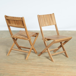 Conjunto de 2 sillas de jardín plegables de teca Tosca