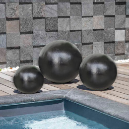 Contemporary decorative balls trio for outdoor in black