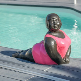 Contemporary fuchsia round woman yoga pose statue