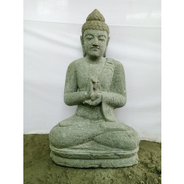 Escultura zen buda sentado de piedra volcánica posición chakra 80 cm