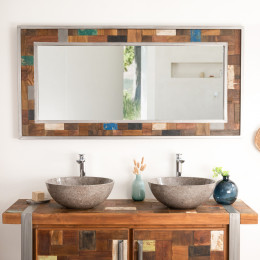 Espejo grande para cuarto de baño Factory madera metal 140 x 70