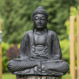 Estatua buda sentado posición ofrenda negro 42 cm