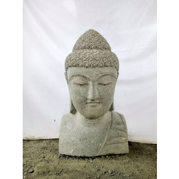 Estatua busto de buda de piedra volcánica 70 cm deco zen