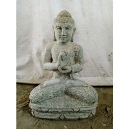 Estatua de buda sentado de piedra volcánica en posición chakra 60 cm