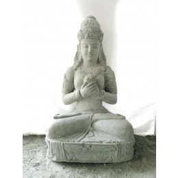 Estatua de jardín de piedra natural diosa balinesa flor 1 m