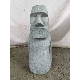 Estatua de jardín moaï de pie en piedra volcánica 50 cm