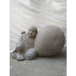 Estatua de piedra de jardín zen monje shaolín 1 m