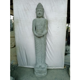 Estatua de piedra volcánica buda de pie rezo 2 m