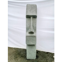 Estatua de piedra volcánica de moái rostro alargado 120 cm