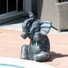 Estatua elefante con pátina gris sentado 80 cm