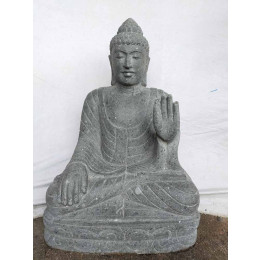 Estatua zen de piedra buda posición meditacion jardín 80cm