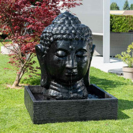 Fontaine de jardin tête de bouddha 1 m 30 noir