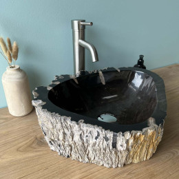 Fossilized petrified wood bathroom sink 45 cm