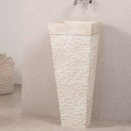 Havana cream stone pyramid bathroom pedestal sink