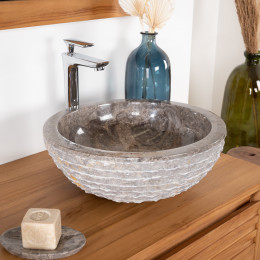 Lavabo de piedra para cuarto de baño Vesubio gris topo 40 cm