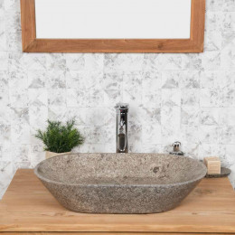 Lavabo encimera cuarto de baño Eve gris 60 cm