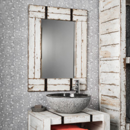 Miroir de salle de bain en mindi 60x80 Loft blanc