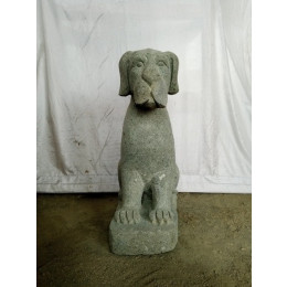 Sculpture chien assis en pierre naturelle 60 cm