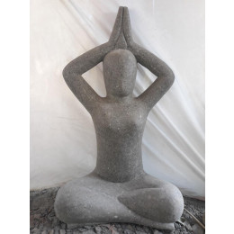 Sculpture zen en pierre femme position yoga 100 cm