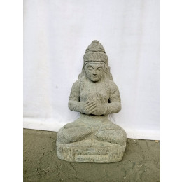 Seated balinese goddess dewi tara natural stone statue 50 cm